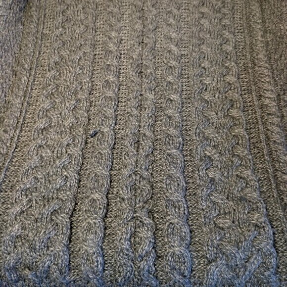 Kilronan Knitwear Aran Knit Sweater M Gray Merino Wool Fisherman Ireland 1/4 Zip - Picture 14 of 16